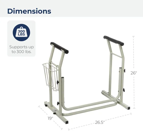 Vista 7 de Raíl de seguridad Drive Medical para inodoro, color blanco.