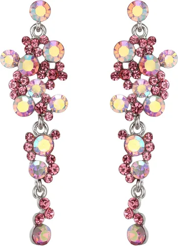 Vista 13 de Flyonce Aretes largos colgantes de cristal para mujer, bohemios, florales, para boda
