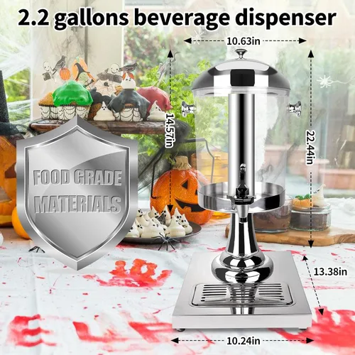 Vista 5 de Dispensadores de bebidas para fiestas, dispensador de bebidas frías con núcleo de hielo central y bandejas de goteo, dispensadores de bebidas