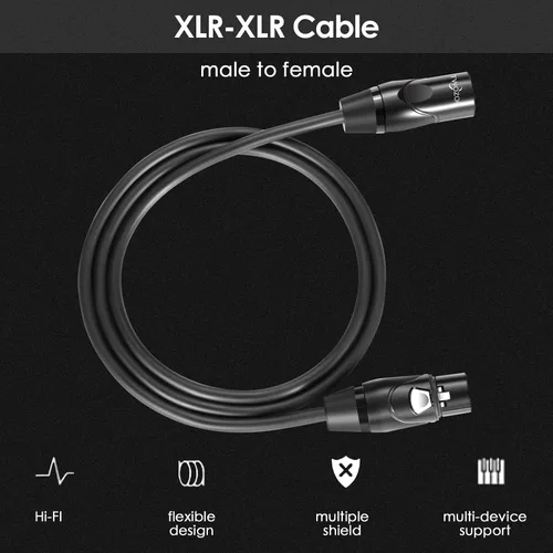 Vista 5 de Twozoh Cables XLR de 6.6 pies, XLR macho a hembra equilibrado 3 PIN XLR cable de micrófono (profesional/HiFi)