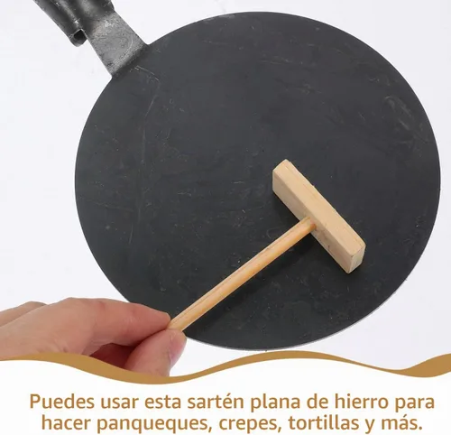 Vista 4 de Sartén para panqueques antiadherentes con esparcidor para crepes, tortillas, tortitas y tortillas, suministros de cocina para uso familiar