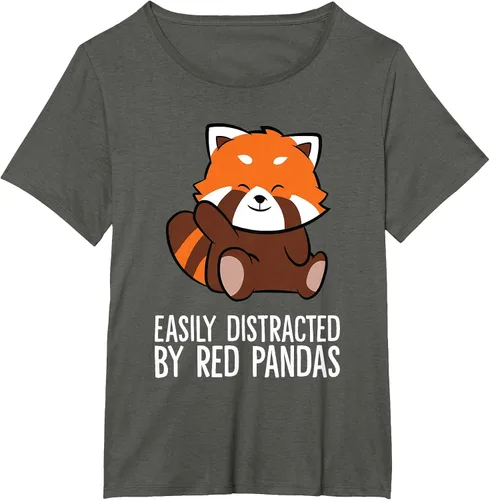 Vista 55 de Red Panda Love Easily Distracted By Red Pandas T-Shirt Asphalt Grey