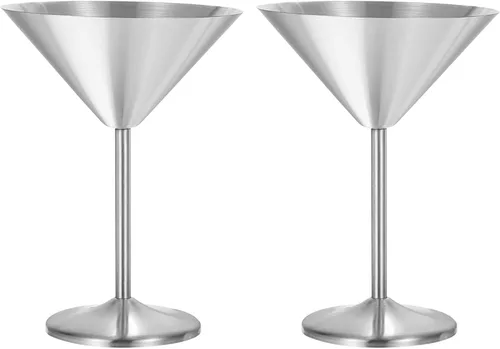 Vista 7 de uxcell Copas de cóctel de Martini de acero inoxidable, 2 unidades, 6.1 fl oz/6 onzas, vasos de Martini irrompibles, copa de vino tinto de metal a Oro