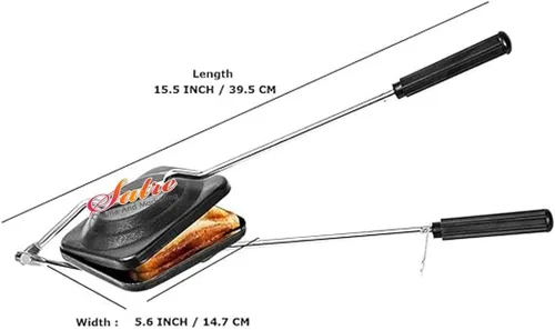 Vista 2 de Sandwichera de gas de aluminio antiadherente y tostadora de parrilla - Negro