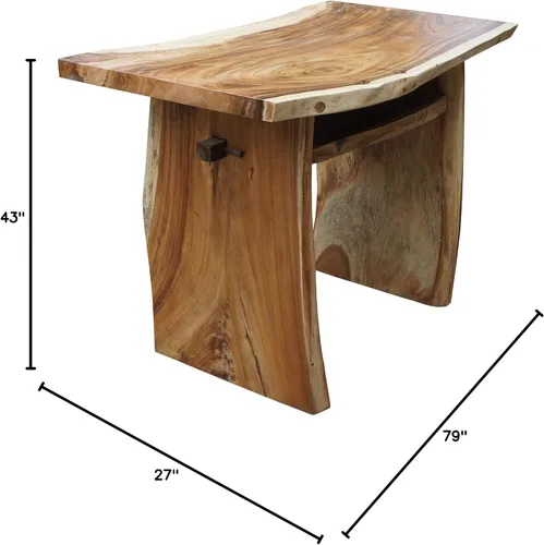 Vista 2 de CHIC TEAK Suar Live Edge Slab - Barra independiente con estante, 79 pulgadas fabricada