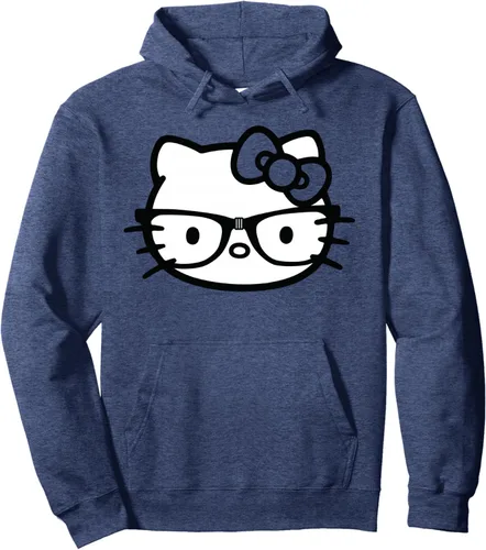 Vista 6 de Hello Kitty Sudadera con capucha de gafas nerd en blanco y negro