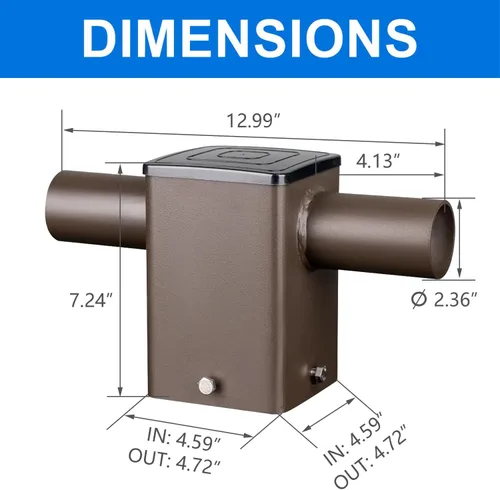 Vista 4 de Adaptador de espiga horizontal cuadrado de 180 grados con 2 brazos para poste cuadrado de 4 pulgadas, 2 soportes de montaje horizontales más gruesos