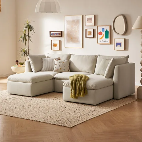 Vista 49 de mopio Sofá Seccional Modular de Gran Tamaño con Fundas Completamente Extraíbles y Almacenamiento, Convertible en Forma de U, en Forma de L