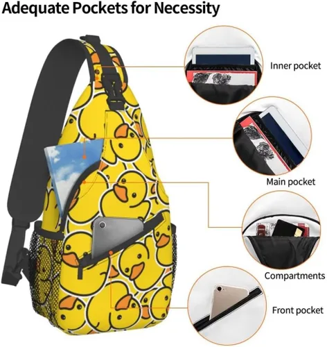 Vista 4 de Mochila bandolera unisex para hombres y mujeres, bolsa casual para el pecho, mochila de hombro, mochila de viaje para senderismo, Animal de dibujos