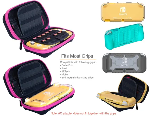 Vista 3 de ButterFox - Funda de transporte grande para Nintendo Switch Lite compatible con cargador Hori Duraflexi bolsa de almacenamiento grande