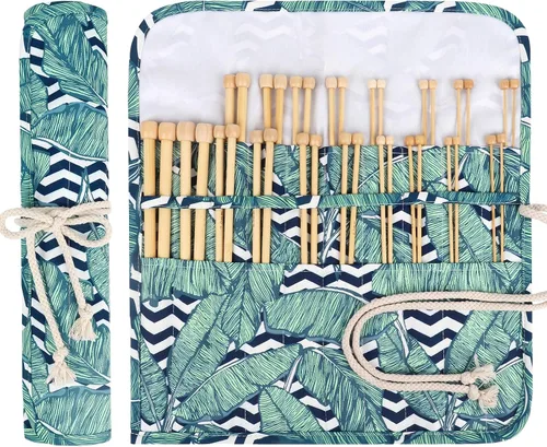 Vista 9 de Aeelike Juego de 18 pares de agujas de tejer de bambú, agujas de tejer de madera de 10 pulgadas de un solo punto con bolsa enrollable, juego