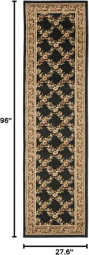 Vista 2 de SAFAVIEH Lyndhurst Collection - Alfombra de pasillo, 2 pies 3 pulgadas x 8 pies, color negro y marrón, diseño tradicional de enrejado floral,