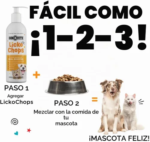 Vista 7 de Dinovite Lickochops - Suplemento para perros y gatos mejorado con omega-6, 3 ácidos grasos, probióticos y vitamina E, 16 onzas con bomba