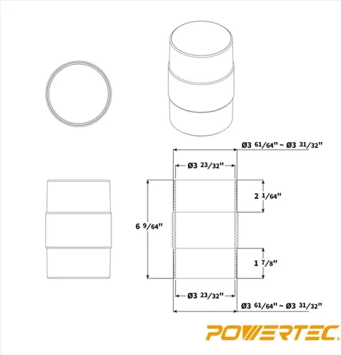 Vista 2 de POWERTEC 70123 Conector de manguera de polvo de 4 pulgadas con adaptador de empalme de conexión rápida, plástico ABS, 1 paquete