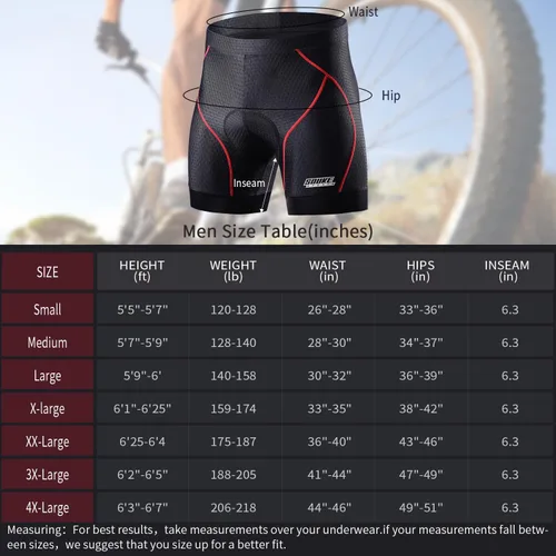 Vista 6 de Souke Sports Pantalones cortos de ciclismo para hombre, con acolchado 4D para bicicleta, MTB Liner Shorts con agarre antideslizante en las piernas