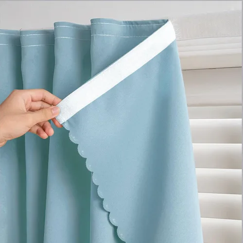 Vista 22 de Cortinas autoadhesivas, sin taladrar, sin varilla, cortinas opacas fáciles de instalar para persianas de ventana, dormitorio