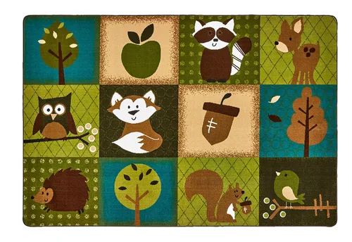 Vista 6 de Carpets for Kids 22726 KIDSoft Nature's Friends - Alfombra rectangular para habitación de niños pequeños, 9 x 6 pies, color marrón