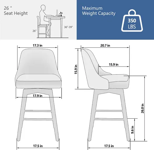 Vista 2 de Juego de 2 taburetes de bar giratorios tapizados de 30 pulgadas de altura con base de metal resistente y asiento cómodo, taburetes de bar de altura