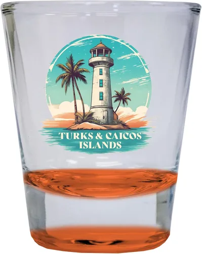 Vista 4 de Turks And Caicos Design A Souvenir - Vaso de chupito redondo de 1.5 onzas, color azul, paquete de 2
