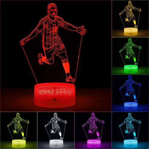 Vista 6 de Jugador de Fútbol Argentino #10 Lámpara 3D de Ilusión para Niños, con Control Remoto y Toque Inteligente, Lámpara Regulable, para Decoración