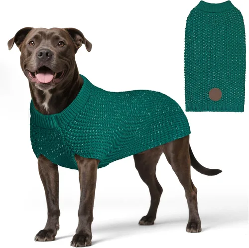 Vista 21 de KYEESE Suéter para Perro con Agujero para Correa para Perros Pequeños Machos Suéter Cálido con Hilo Reflectante Tejido Suave Ropa para Perros Machos
