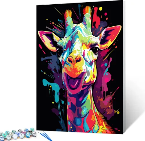 Vista 28 de Tucocoo Kit de pintura por números de lobo colorido, lienzo de 16 x 20 pulgadas, pintura al óleo digital para adultos con pinceles y pigmento Obras