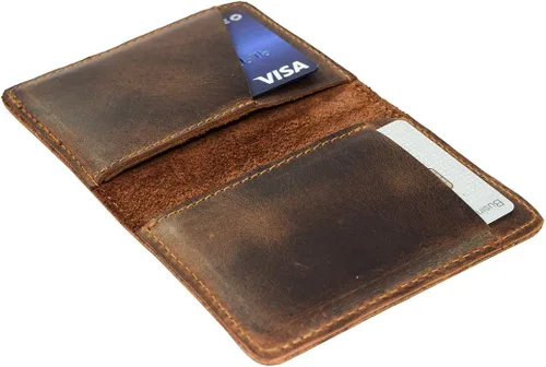 Vista 3 de Hide & Drink, Cartera plegable de cuero, capacidad para hasta 8 tarjetas más billetes plegados, cartera minimalista de viajero, organizador, cartera