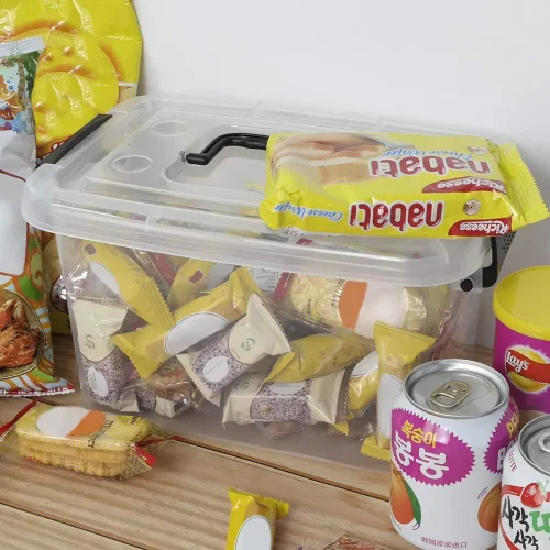 Vista 3 de Caja de plástico con tapa Con mango negro