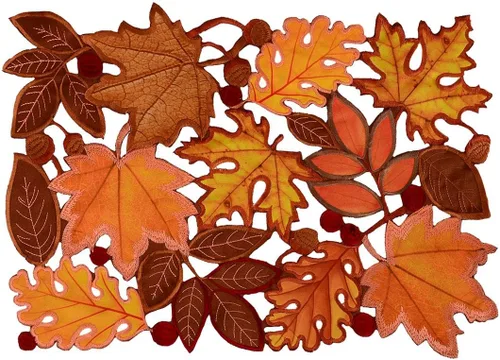 Vista 6 de Camino de mesa bordado de hojas de otoño para Acción de Gracias, decoraciones de cosecha de otoño (14 x 34 pulgadas)