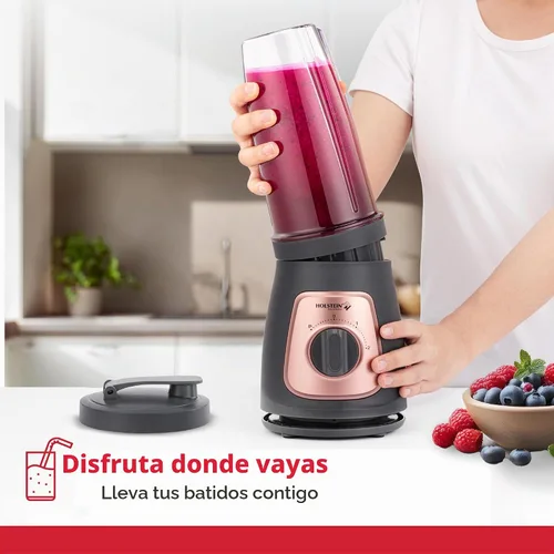 Vista 4 de Holstein Housewares Licuadora personal – Tarro de viaje de 25 onzas, perilla de dos velocidades con función de pulso, cuchillas de acero inoxidable
