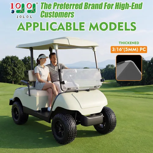 Vista 2 de 10L0L Golf Cart Windshield for Yamaha G14 G16 G19 1995-2002 Clear/Tinted Fits G14 G16 G19 Gas & Electric, 4.76mm Thick Polycarbonate Folding Down
