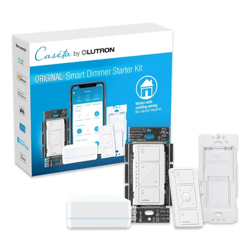 Vista 39 de Lutron Caseta - Interruptor de atenuación inteligente original (requiere Lutron Smart Hub), para luces LED, 150 vatios, un solo polo/3 vías, no Negro