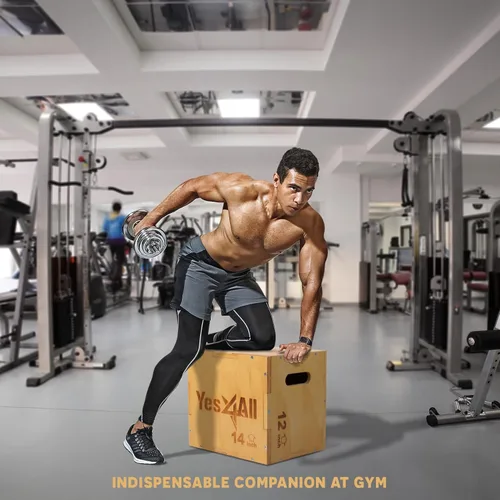 Vista 6 de Yes4All Plyo Box, 3-in-1 Wooden Box Jump for Home Gym, Lunges, Squats, Dips