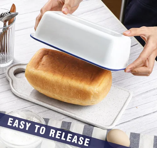 Vista 3 de Webake Sartén esmaltada de 8.5 x 4.5 pulgadas para pan de plátano para hornear, distribución uniforme del calor, sartén antiadherente para pastel