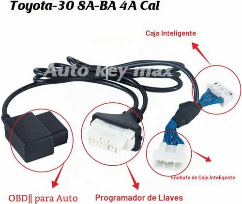 Vista 3 de OBDII OBD2 Programa de adaptador de cable de diagnóstico todas las llaves perdidas a través de OBD - Sin código PIN apto para modelos Toyota 30 pin