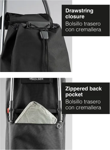 Vista 5 de ROLSER Carrito de compras plegable con ruedas Carrito personal plegable para comestibles Duradero y portátil Coral