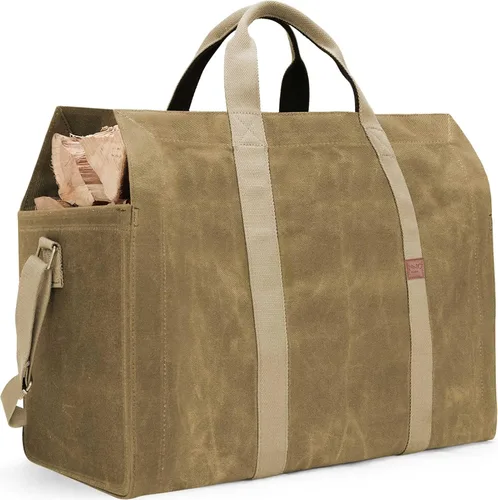 Vista 9 de INNO STAGE - Bolsa de lona encerada resistente para leña, tamaño grande, bolsa de almacenamiento para accesorios de chimenea y estufa de madera