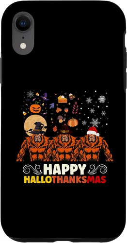 Vista 24 de iPhone 16 Halloween Thanksgiving Christmas Hallothanksmas Bigfoot Case