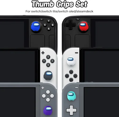 Vista 5 de FUNLAB - Tapas de palanca de mando con empuñaduras para el pulgar compatibles con Steam DeckNintendo SwitchOLEDLite Among Us Controller Accessories