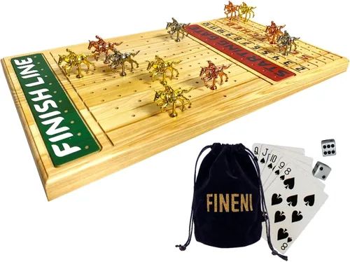 Vista 14 de Juego de carreras de caballos para adultos, juego de mesa de carreras de caballos con 11 lujosos caballos de metal (oro, plata, negro, oro rosa)