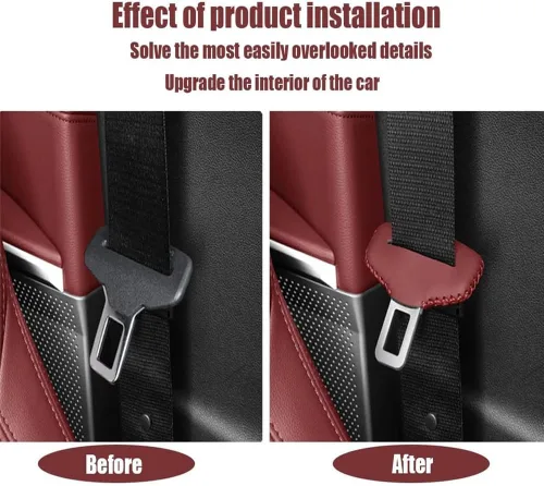 Vista 5 de Funda de hebilla para cinturón de seguridad, funda silenciadora para cinturón de seguridad, 5 piezas de funda protectora con clip para cinturón