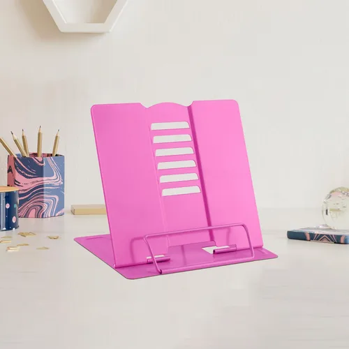 Vista 12 de MSDADA Soporte de escritorio pequeño para libros, soporte de metal para libros de lectura, soporte ajustable para libros de cocina, soporte