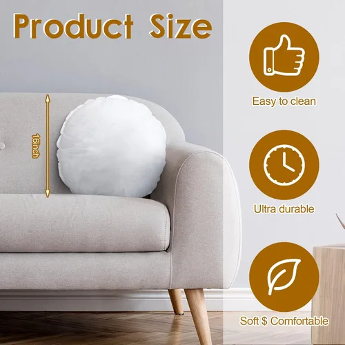 Vista 2 de Tatuo 6 piezas de cojín redondo a granel blanco decorativo para sofá, cojín y cama (16 pulgadas)