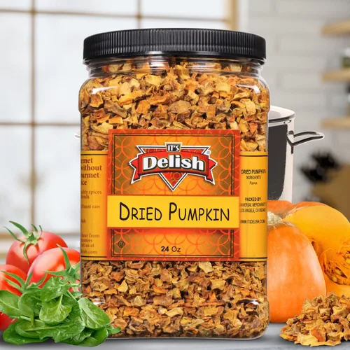 Vista 3 de Its Delish, recipiente jumbo de 24 onzas Dados de calabaza deshidratados gourmet picados para cocinar y hornear sopa de verduras saludables Sin