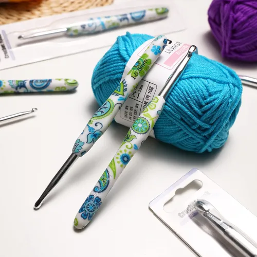 Vista 8 de 2.25mm Gancho de Ganchillo Looen, Mango Ergonómico para Manos Artríticas, Agujas de Tejer de Goma Suave Extra Largas para Principiantes de Crochet