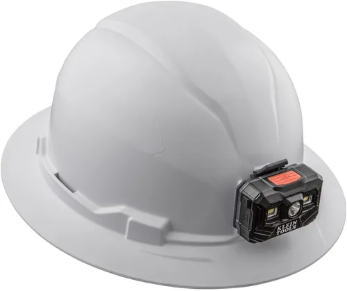 Vista 8 de Klein Tools 60406RL - Casco duro, linterna frontal recargable, sin ventilación, estilo de ala completa, acolchada, auto-absorbente, resistente al