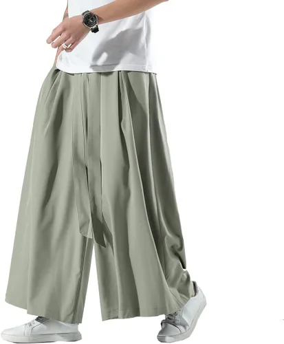 Vista 15 de Seidarise Pantalones de yoga japoneses de lino estilo harén de pierna ancha para hombre, estilo harén, estilo hip hop, holgados