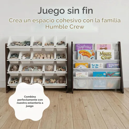 Vista 8 de Humble Crew Organizador de juguete extra grande, 16 contenedores de almacenamiento, espresso / blanco