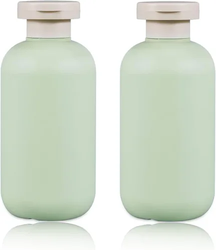Vista 15 de Botellas de champú de viaje de plástico de 6.8 onzas, botellas exprimibles recargables con tapa abatible para artículos de tocador, recipiente