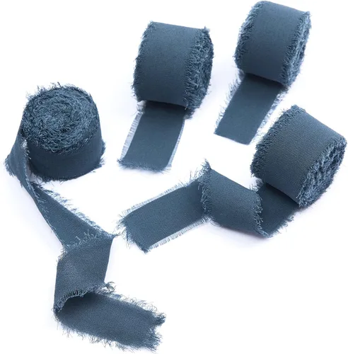 Vista 8 de 4 rollos de cinta de seda hecha a mano con flecos de 1.5 pulgadas x 5 yardas (4 rollos de 20 yardas) para invitaciones de boda, ramos de novia